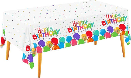 Gatherfun Birthday Disposable Tablecloth, Plastic Table Cover for Kid’s Birthday Party, 54”x108”, 3 PCS