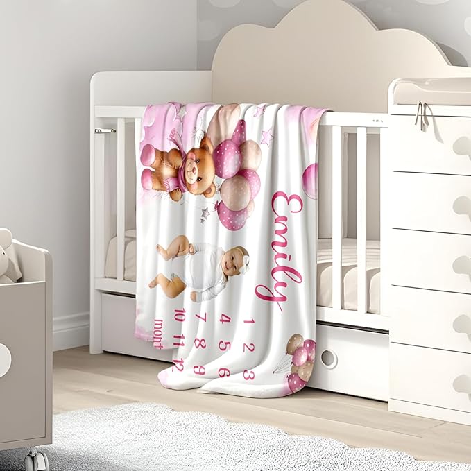 Ship Next Day, Personalized Baby Blanket for Boys Girls - Printed in USA, Custom Baby Blanket with Name Super Soft Plush Flannel, Easter Christmas Brithday Gifts for Baby Shower Kids Toddlers Newborn