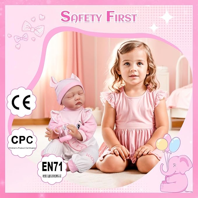 Aori Reborn Baby Dolls Girl - 22 inch Realistic Newborn Babies Weighted Lifelike Toddler Girl Doll with Elephant Jumpsuit and Toy in Gift Box