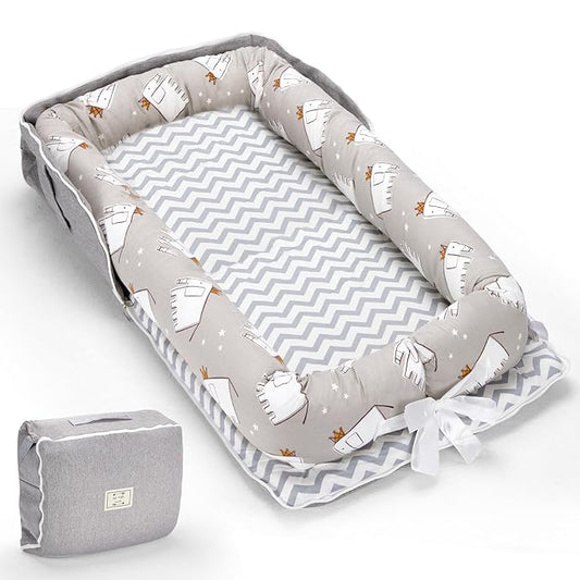 Baby Lounger for Newborn, Huggynest Portable Infant Lounger for 0-12 Months Newborn, Home Travel Dual-Purpose Baby Nest (Elephant Grey)