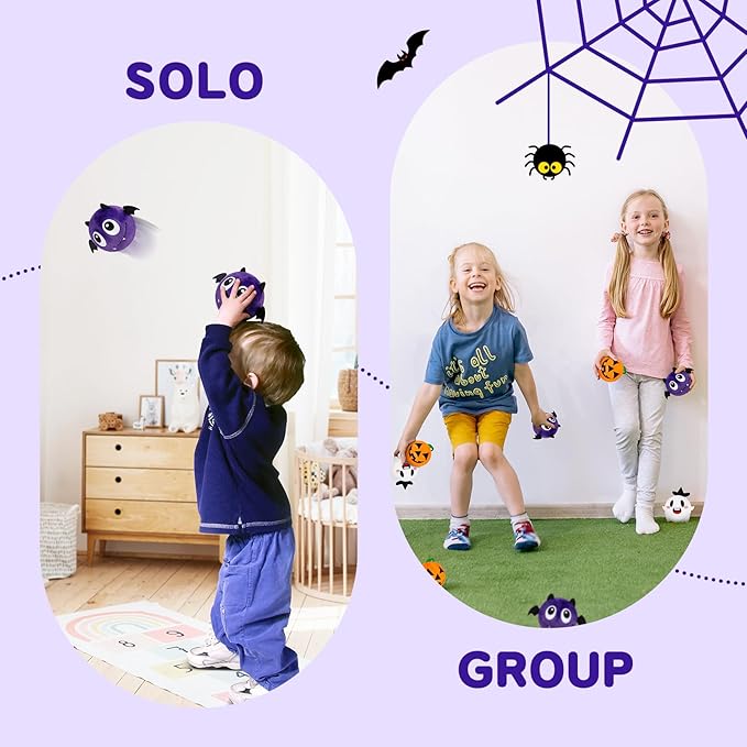 PlayZap Bouncy Balls for Kids with Plush Covers - 3" Large Size BPA Free 10 Feet High Bounce - -Indoor Outdoor Games Toddler Toys - Halloween Birthday Gift for Boys Girls 1-3 3-5 5-8 8-12