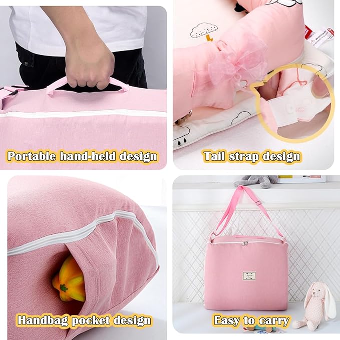 Infant Lounger, Baby Nest for Newborns, Portable Breathable Baby Lounger Adjustable U-Shaped Safety Bumper for Cozy Comfort - Raindrop Cloud