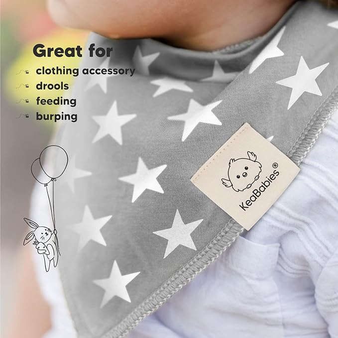 10-Pack Organic Baby Bandana Bibs for Girls - Super Absorbent Triangle Baby Bibs for Drooling and Teething Infant, 100% Cotton Extra Soft for Newborn, Infant 0-36 Months (MONOS)