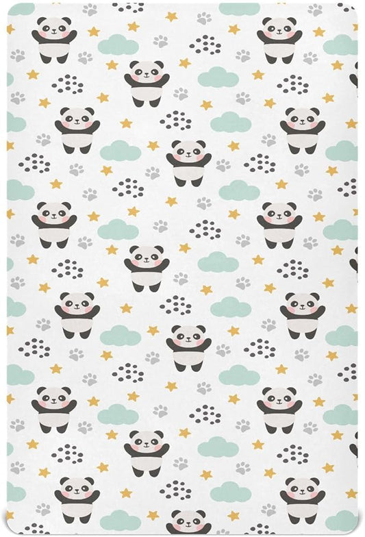 Panda Star Crib Sheets for Neutral Bassinet Play Sheets,Sheets Toddler Bed Sheets for Baby Boys Girs 39 * 27 * 5in