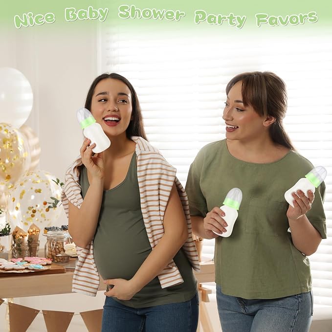 30 Pcs Baby Shower Favors Party Game Mini Baby Bottles Gift Sets for Boy Girl Gender Reveal Birthday Party Supplies Gift (Green)
