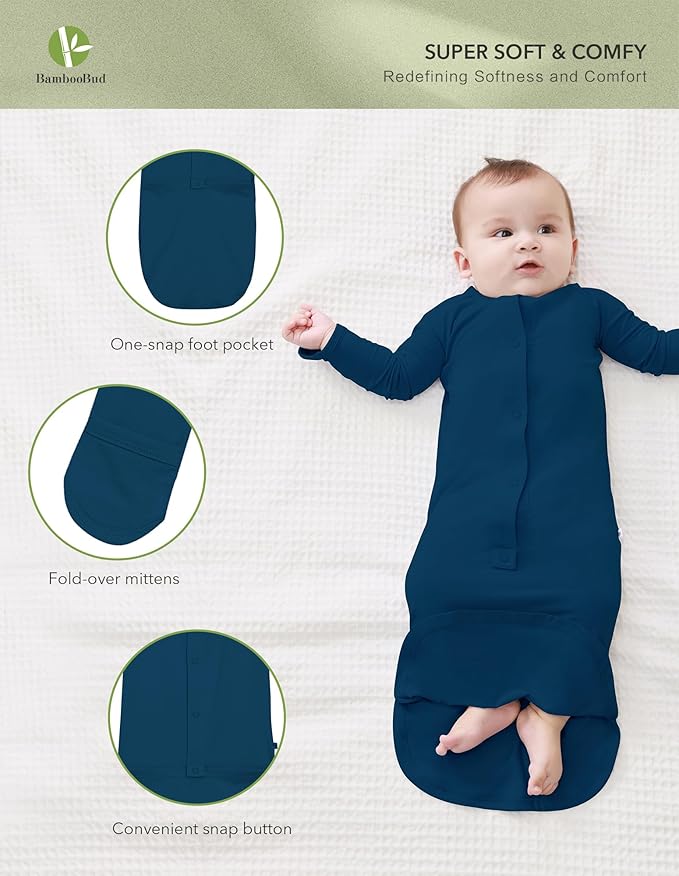 Baby Nightgowns Sleeper Gown Newborn Long Sleeve Pajama Gowns Unisex Viscose from Bamboo Infant Sleepwear