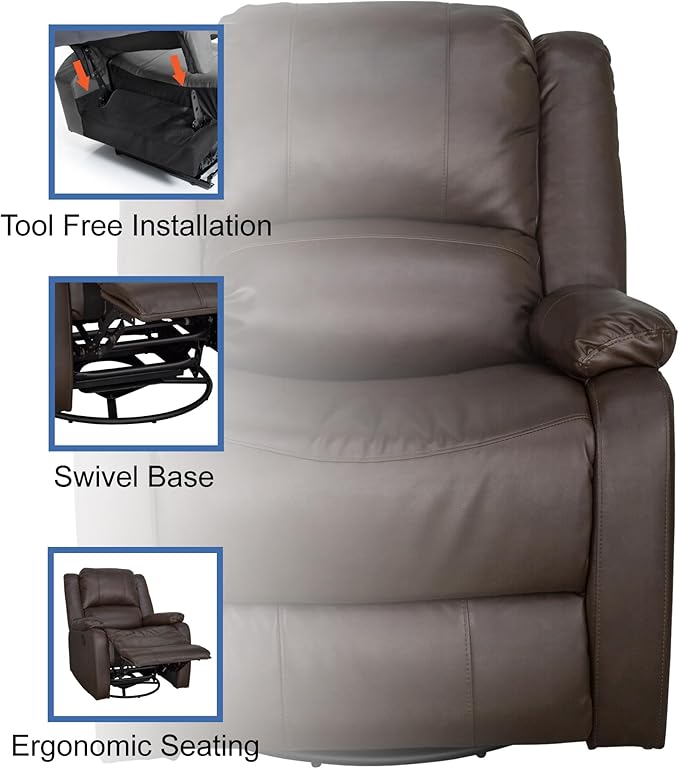 RecPro Charles Collection | 30" Swivel Glider RV Recliner | RV Living Room (Slideout) Chair | RV Furniture | Glider Chair (Chestnut, 1-Pack)