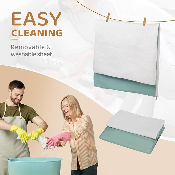 JOYMOR Baby Bassinet, Pack and Play with Bassinet and Carry Bag, Convert to Bedside Sleeper with Toy, Wheels for Boys Girls (Green)