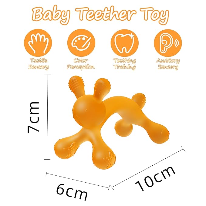 WAJIAYON Easter Bunny 2 Pack Amber Oil Baby Teething Toys for Babies,Silicone Baby teethers for Babies 3-6 Months,Freezer BPA Free Soft and Textured Chew Infant Toys Easter Gifts for Boys and Girls
