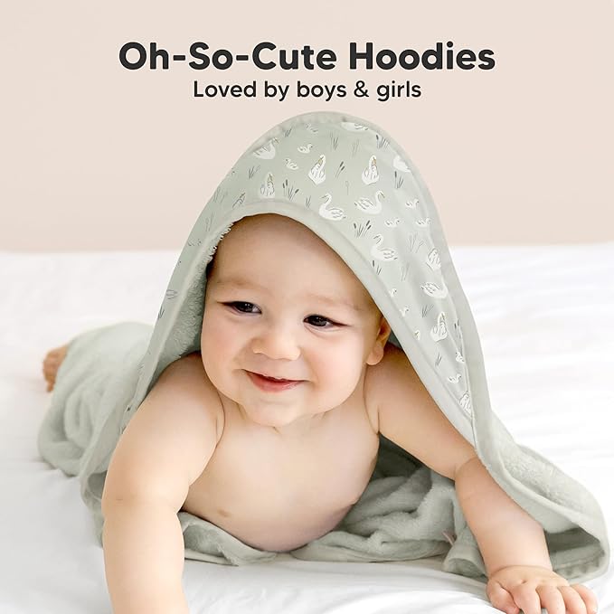 KeaBabies Hooded Baby Towel for Newborn - Viscose Derived from Bamboo Large Baby Bath Towels with Hood for Boys, Girls, Toddler, Extra Absorbent & Soft Newborn Bath Essentials (Wildwood)