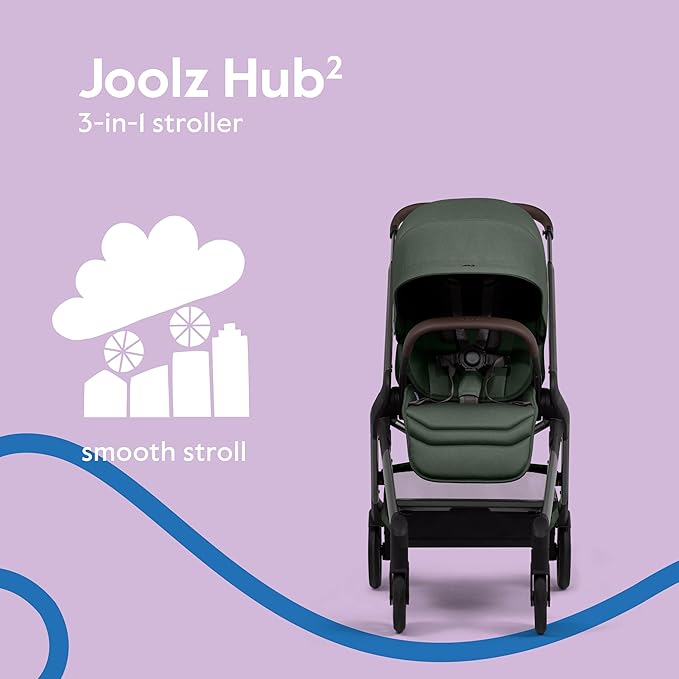 Joolz Hub2 Compact Stroller – Ergonomic Toddler Seat (Below 20lbs), One-Hand Fold, Reversible Seat, XL Basket & Adjustable Handlebar – Smooth Ride for City Travel - Forest Green