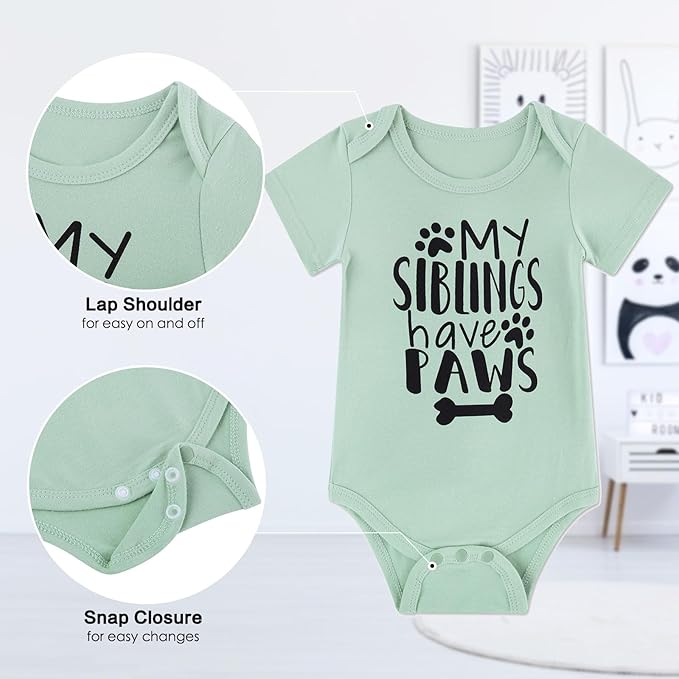 Funnycokid Baby Boys Girls Bodysuit Funny Newborn Romper Short Sleeve Infant Neutral Outfits Jumpsuit 0-12 Months