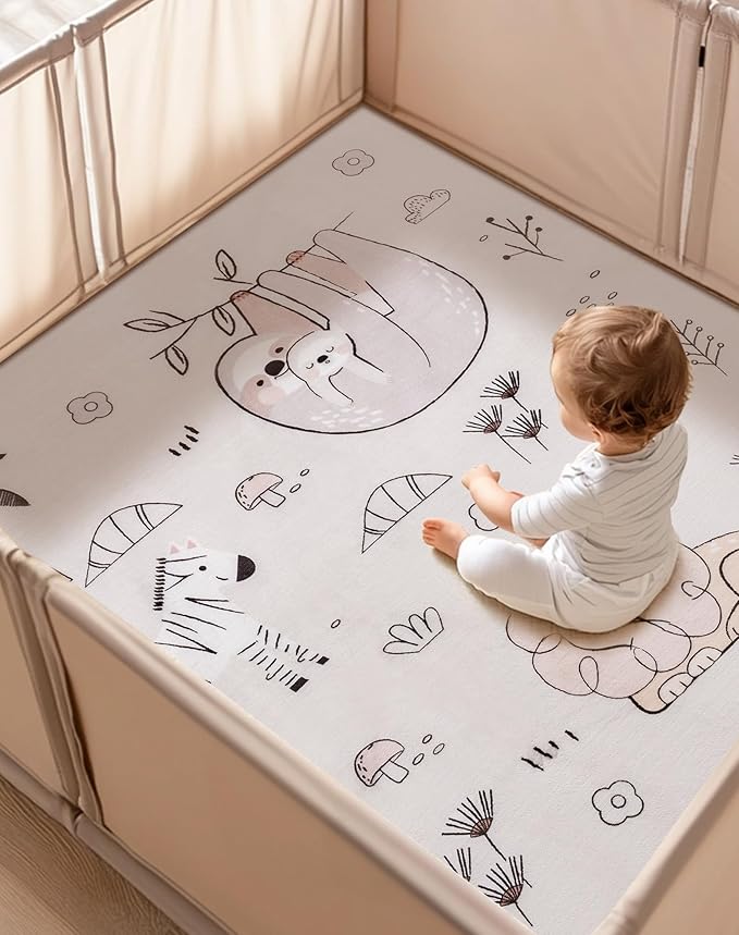 ROBUD Baby Play Mat, Baby Floor Play Mat, 50×50in Kids Play Mat with Non-Slip Pad，Foldable and Machine Washable Foam Play Mat for Baby Aged 0+, WF010
