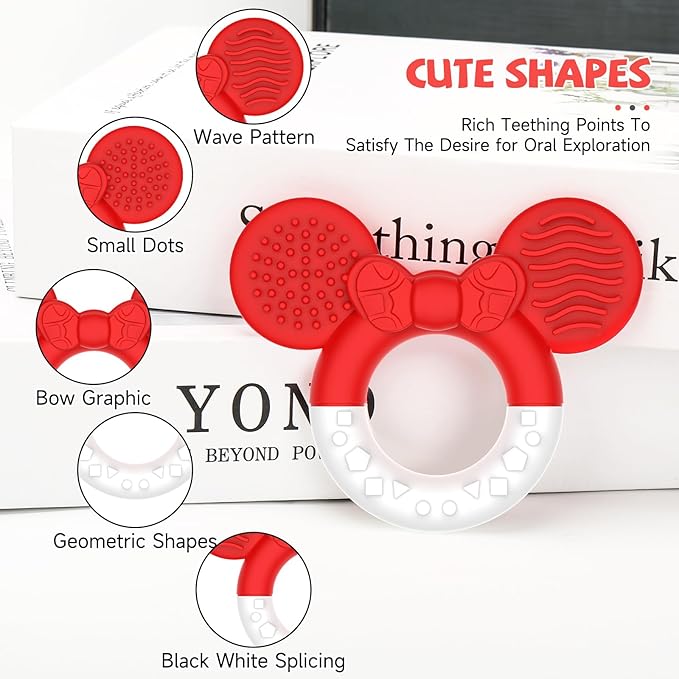Baby Teething Toys，Teether for Babies 3＋Months，BPA Free Soft and Silicone Teething Relief Soothing Sore Gums Baby Chew Toys