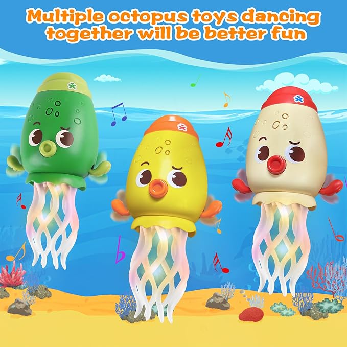 Dancing Octopus Baby Toy, Toddler Crawling Tummy Time Toys with Light and Music, Electric Magic Dancing Squid Toy for Kids 12-18+ Months, Funny 1st Boys Girls Birthday Gifts, Green