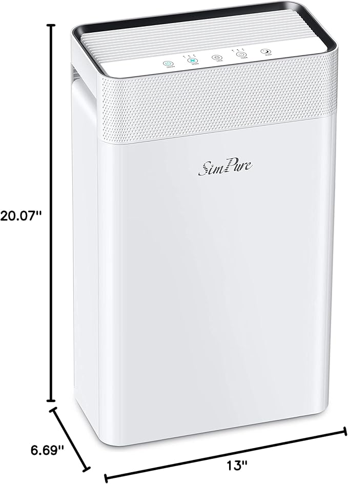 SimPure HP9 Air Purifier for Home Large Room & Bedroom & Office, Quiet True HEPA Filter Air Cleaner for Allergies, Pets, Smokers, Eliminates Allergens, Smoke, Odors, Dust, Pets Hair Dander, Mold
