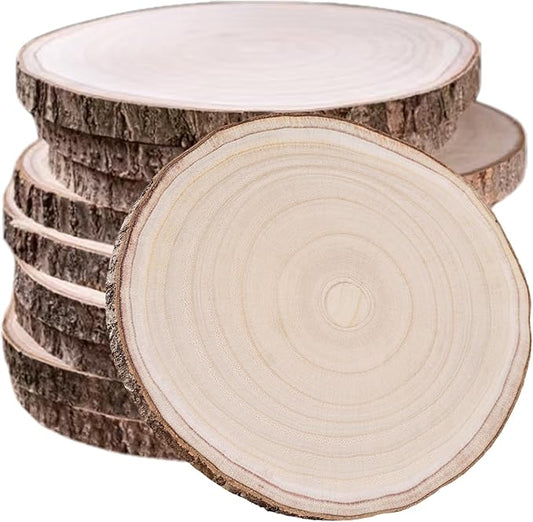 10 Pcs Natural Paulownia Wood Slices 12-13 Inches, for Centerpieces Table Decorations,Unfinished Rounds Wood for Crafts,