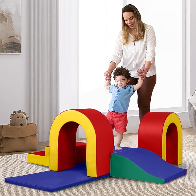 Kinder King Climb and Crawl Activity Play Set, 10-Piece Soft Foam Block for Climbing, Crawling and Sliding, Indoor Climber for Toddlers and Kids, Baby Infant Lightweight Climbing Toys