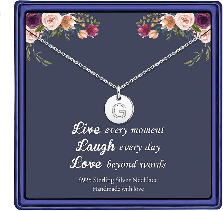 Hidepoo Disc Initial Necklace Gifts for Girls - 14K Gold Filled/Rose Gold/S925 Sterling Silver Disc Initial Necklaces Personalized Birthday Gift Tiny Initial Necklace Jewelry for Girls Women