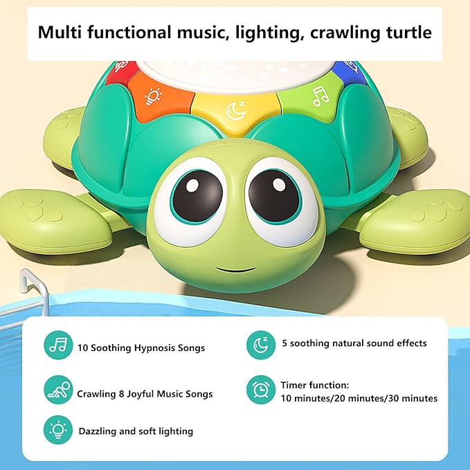Baby Sleeping toys 6-12 Months, Musical Turtle Crawling Baby Toys, Toys with Light & Sound, Projection toys, Infant Toys 0-3 3-6 6-18 Months Newborn Toys Birthday Toys for 1 2 Year Old Boy Girl