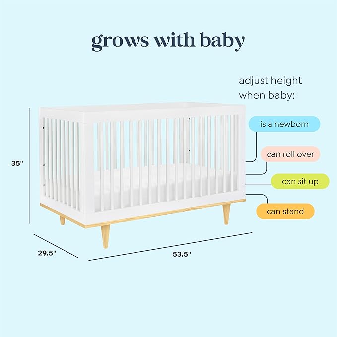 daVinci Marley 3-in-1 Convertible Baby Crib - GREENGUARD Gold Certified Convertible White Finish & Natural Legs Baby Crib to Toddler Bed, Daybed - Easy to Assemble - with 4 Adjustable Mattress Heights