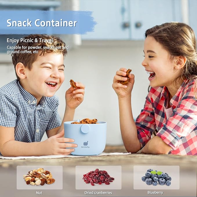 Termichy Baby Formula Dispenser, Portable Milk Powder Dispenser Container with Carry Handle and Scoop for Travel Outdoor Activities with Baby Infant, 8.8OZ, 0.55LB, 250g, 500ml (Light Blue)