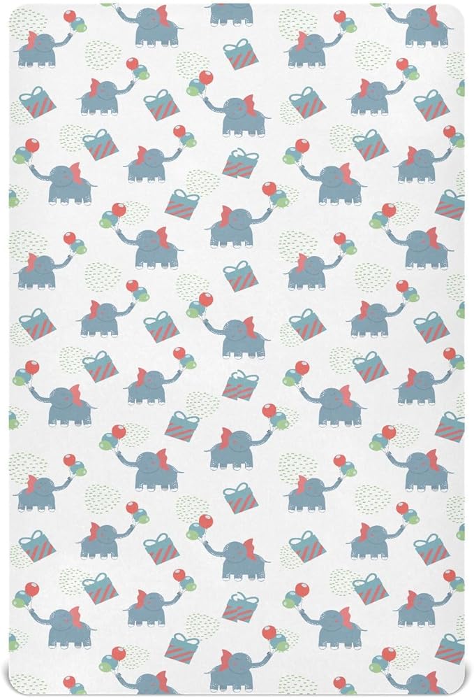 Elephant Gift Crib Sheets for Neutral Bassinet Play Sheets,Sheets Toddler Bed Sheets for Baby Boys Girs 39 * 27 * 5in