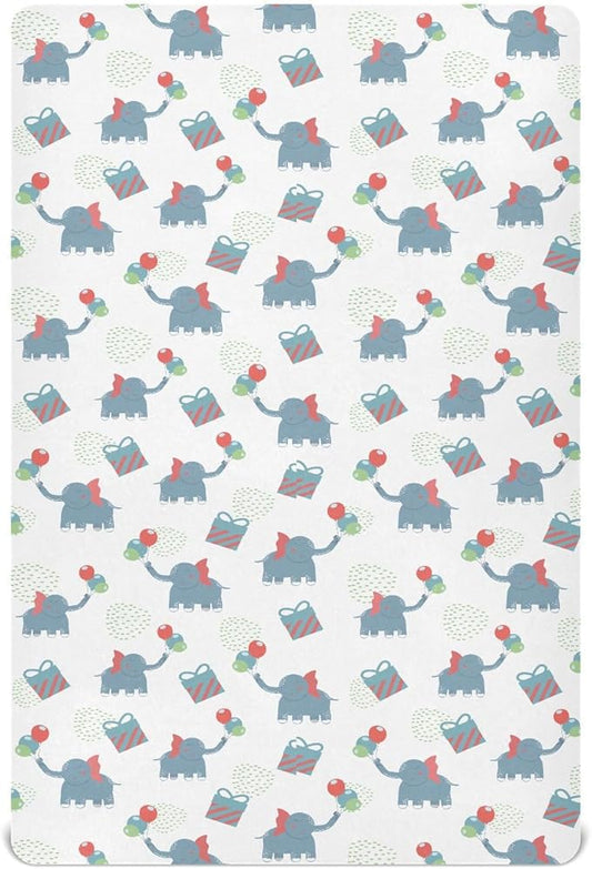 Elephant Gift Crib Sheets for Neutral Bassinet Play Sheets,Sheets Toddler Bed Sheets for Baby Boys Girs 39 * 27 * 5in