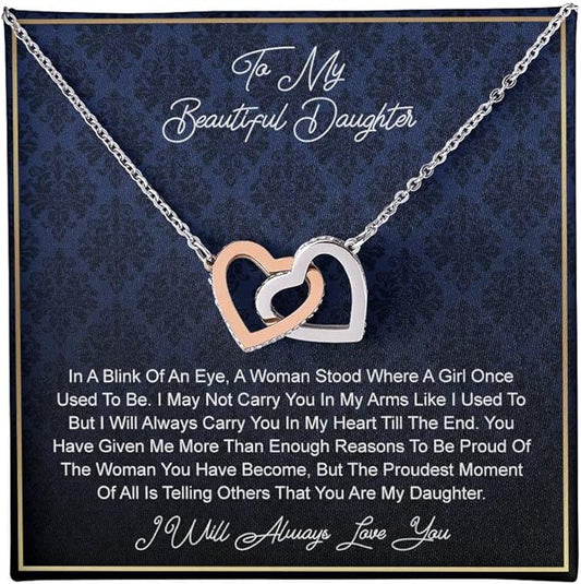 To My Daughter Gift Necklace From Dad or Mom - Badass Daughter Jewelry With Heartfelt Message & Elegant Box