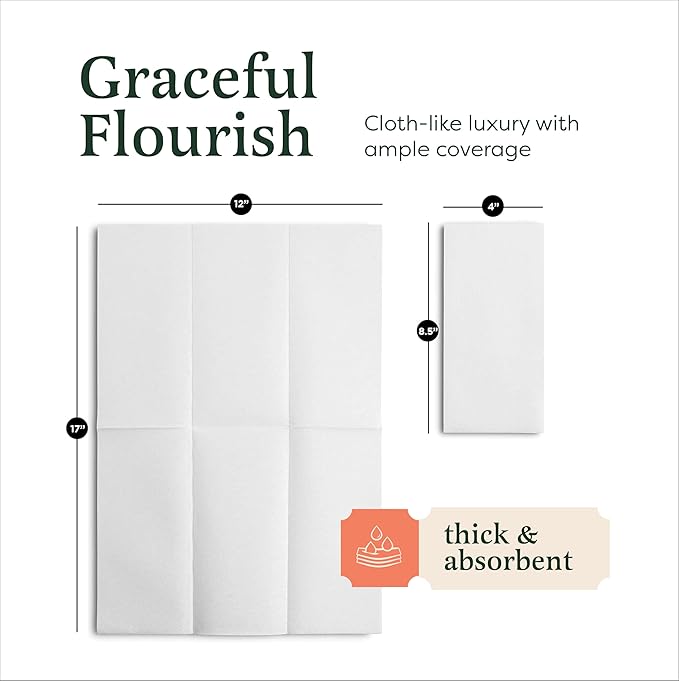 Linen-Feel European-White Paper Napkins - Decortive Cloth-Like Disposable Dinner Napkins - Soft And Absorbent. For Kitchen, Party, Wedding, Bathroom Or Any Occasion. (Pack of 200)