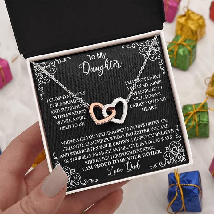 To My Daughter Gift Necklace From Dad or Mom - Badass Daughter Jewelry With Heartfelt Message & Elegant Box