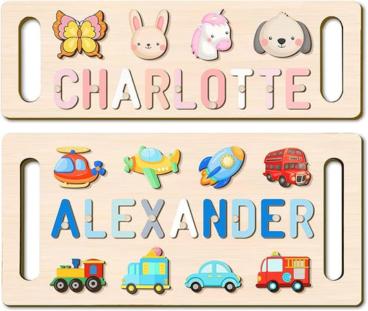Name Puzzle for Kids Personalized, Custom Baby Name Puzzle, Customized Birthday Gifts for Boys and Girls, Personalized Baby Wooden Learning Toys