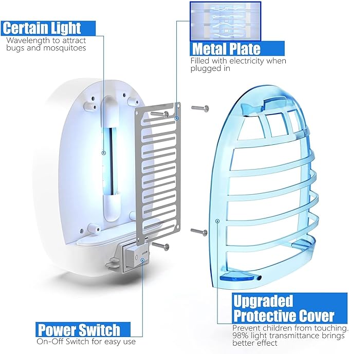 Indoor Bug Zappers, Fly Traps for Indoors, Insect Traps for Home Mosquito Killer & Mosquitoes Trap with Blue Lights for Kids & Pets, Home, Kitchen, Bedroom, Baby Room, Office (2 Packs)