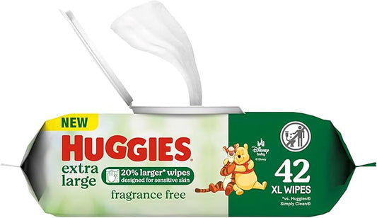 Huggies Extra Large Baby Wipes, Unscented, 1 Flip-Top Pack, 42 XL Wipes Total, Packaging May Vary