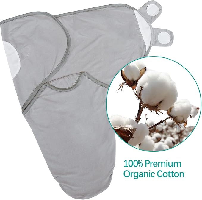 Biloban Baby Swaddles 0-3 Months for Boy & Girl, Cotton Swaddle Blanket, Newborn Essentials, Grey & Navy, 4 Pack