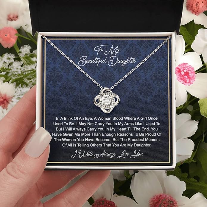 To My Daughter Gift Necklace From Dad or Mom - Badass Daughter Jewelry With Heartfelt Message & Elegant Box