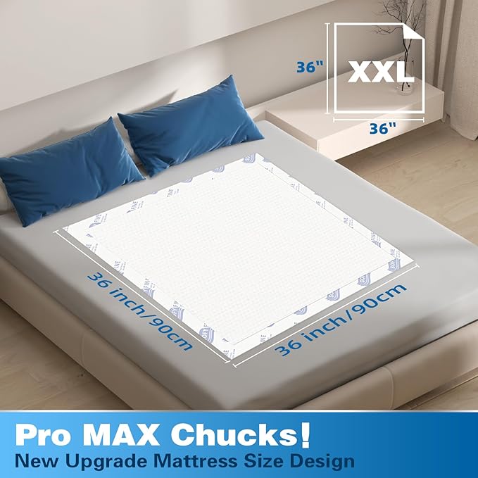 135 Gram Heavy Duty Chucks 36"x36" Disposable Tear Resistant Adult Incontinence Bed Pads,XXL Extra Large Thicken Puppy Pee Pad,10X Super Absorbency 360 Lb Transfer[20 Pads]