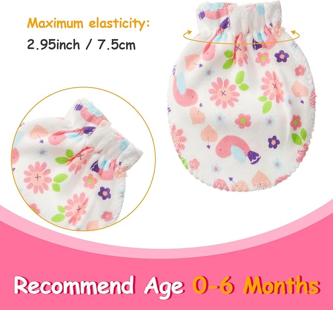 Geyoga 40 Pairs Newborn Baby Mittens No Scratch Mittens Soft Elastic Infant Baby Gloves for 0-6 Months