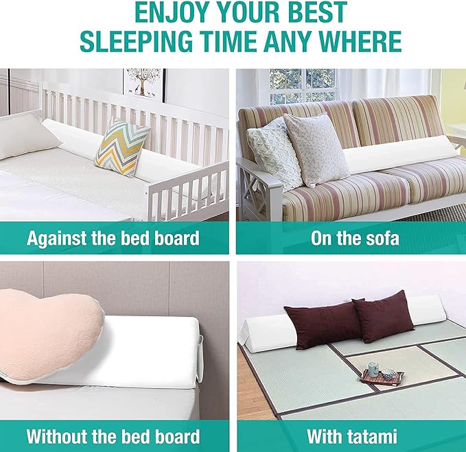 Vekkia Twin Size Bed Wedge Pillow Gap Filler/Headboard Pillow/Mattress Wedge Fill Gap (0-6") Between Headboard and Mattress (White)