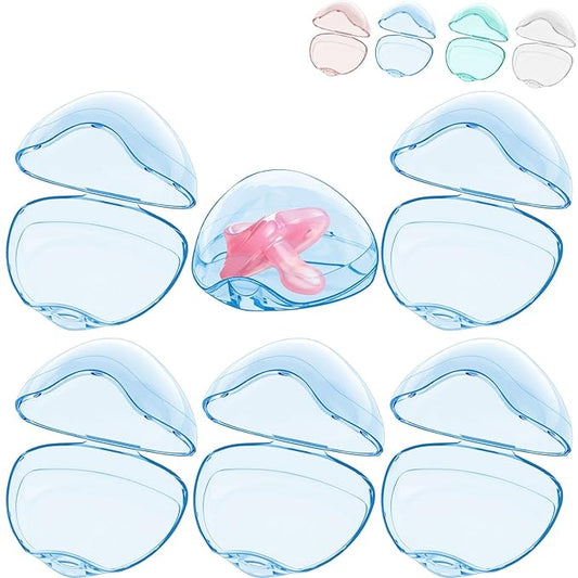 Smlpuame Pacifier Case,6 Pack BPA Free Pacifier Holder Case,Transparent Container Box for Baby Binky（Not Included),Essential Pacifier Accessories,Alway Keep Paci Clean,Easy to Clean(Blue)