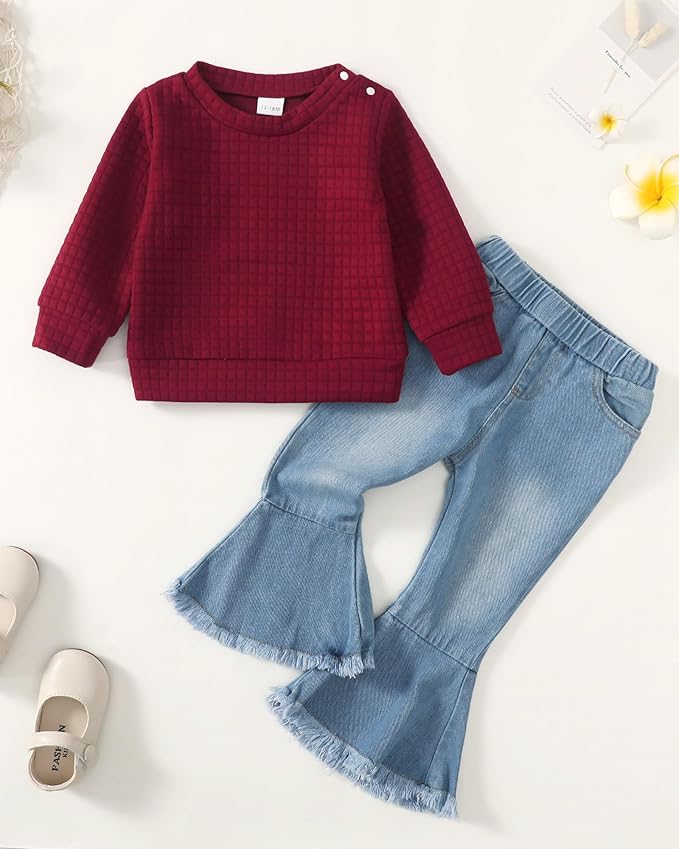 Mioglrie Toddler Girl Clothes Little Girl Denims Outfits Jeans Pants Set Little Baby Toddler Baby Clothes for Girl