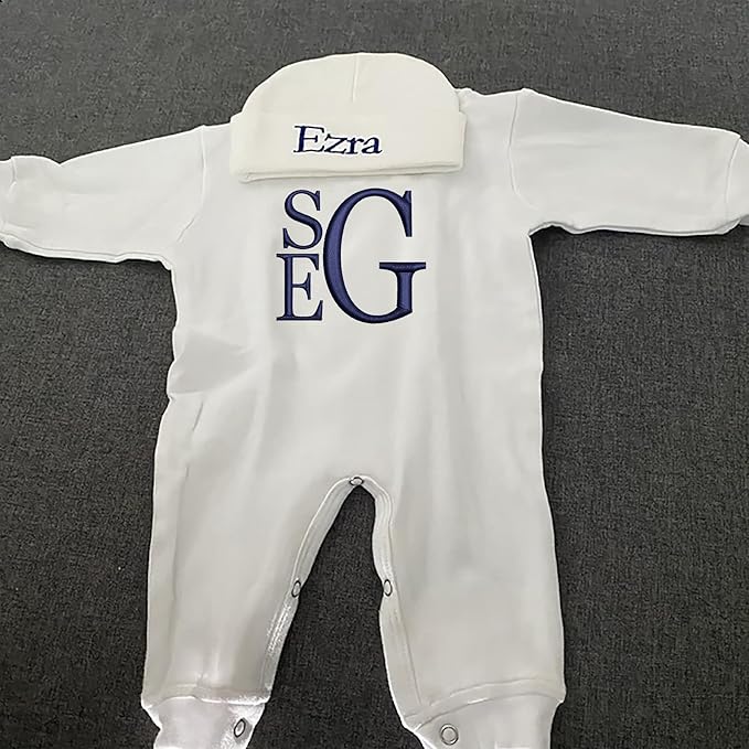Personalized Baby Romper Hospital Newborn Coming Home Outfit Custom Embroidery Name Infant Sleepwear Gift for Baby Shower
