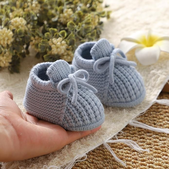 DovFanny Baby Booties Newborn Baby First Shoes Cozy Warm Knit Soft Booties for Toddler Infant Boy Girl