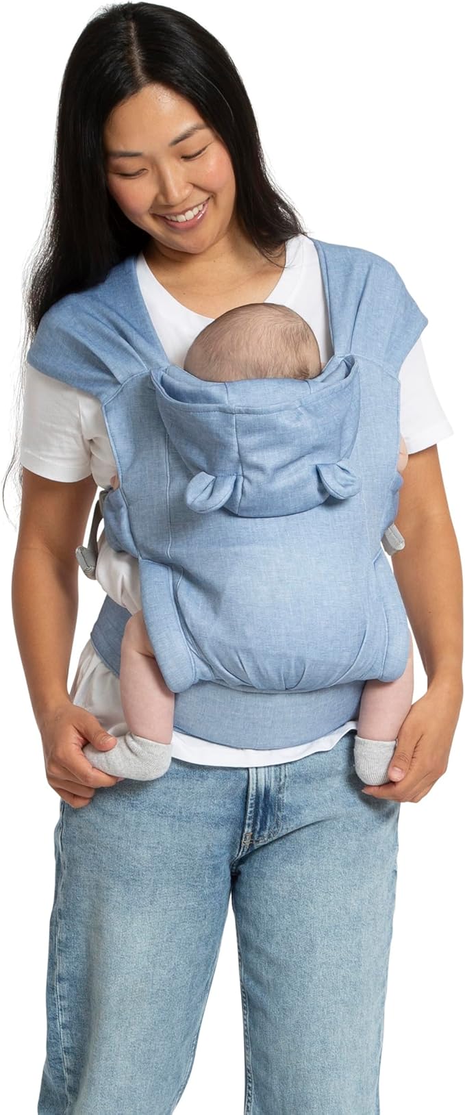 babyGap by Delta Children Legacy 3-in-1 Baby Carrier – Newborn to Toddler (Holds 7.5 to 25 lbs.), Face-in and Face-Out Baby Carrier Wrap with Lumbar Support, Ergonomic, Chambray