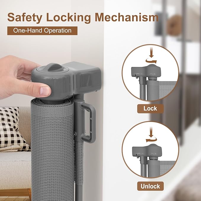 Upgraded 200 inch Retractable Baby Gates Extra Wide with Reinforced Strip Design to Prevent Crawling Through, 37" Tall, 200" Wide Outdoor Retractable Gates, 16 FT Retractable Garage Gate