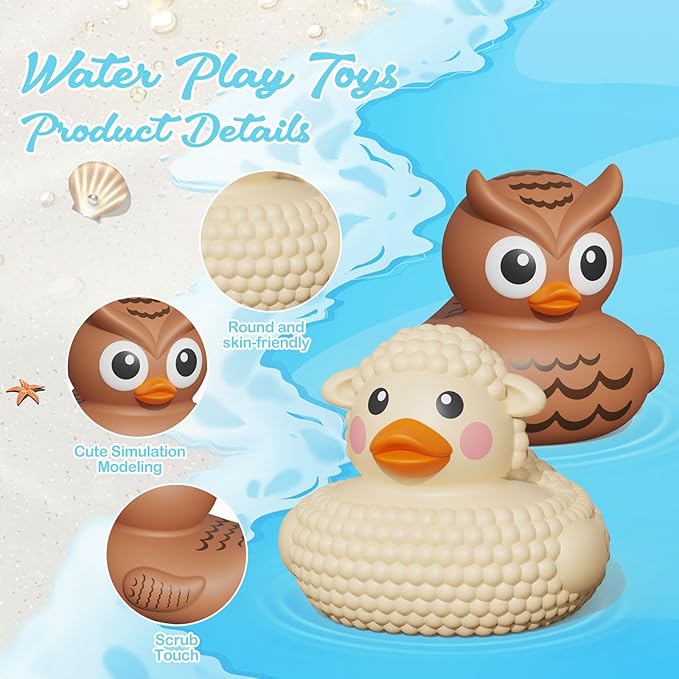 12PCS Rubber Ducks,Toddler Bath Toys,No Hole Bathtub Toys,Baby Pool Toys for 18 Months and Older