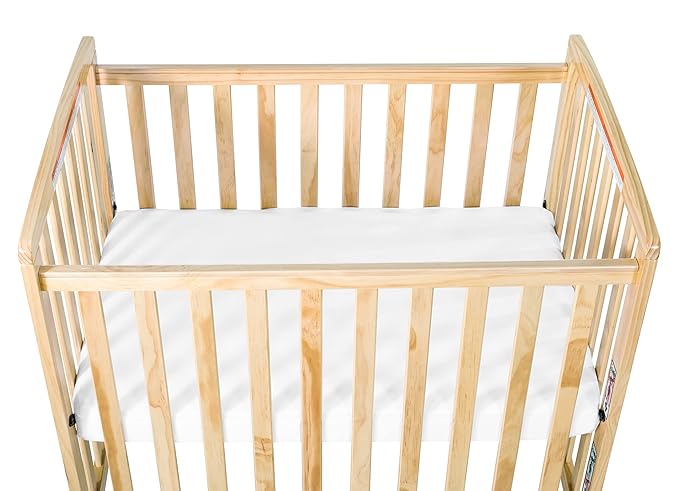Child Craft Bristol Professional Series Wooden Compact Portable Crib with 3" Mattress and Ultra-Quiet Casters, Durable Wood Construction, Easy Maneuverability (Natural)
