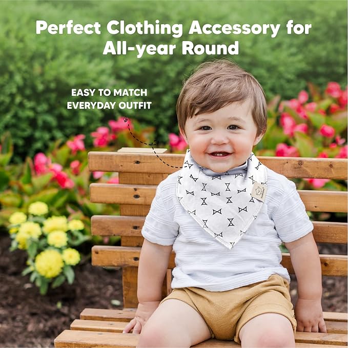 10-Pack Organic Baby Bandana Bibs for Girls - Super Absorbent Triangle Baby Bibs for Drooling and Teething Infant, 100% Cotton Extra Soft for Newborn, Infant 0-36 Months (MONOS)
