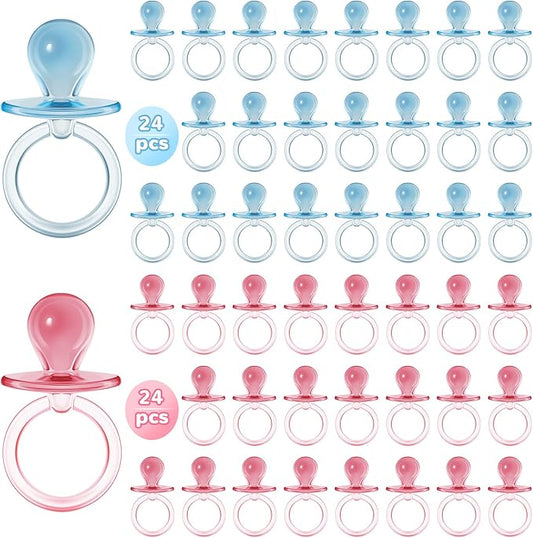 Jetec 48 Pieces 2.5 Inch Acrylic Baby Pacifiers Gender Reveal Party Decorations for DIY Baby Shower Birthday Party Favors(Blue, Pink)