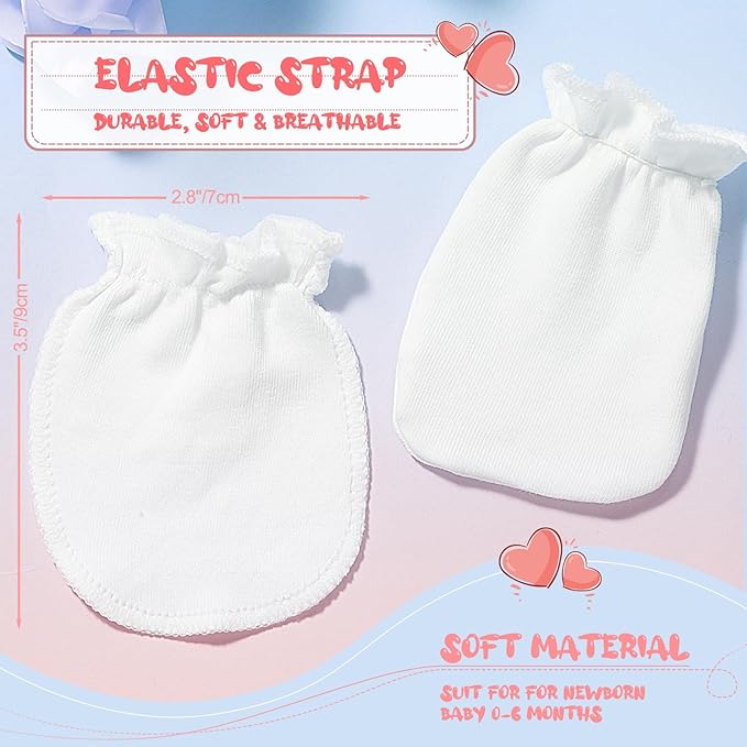 16 Pairs Newborn Baby Cotton Mittens No Scratch Gloves Unisex Newborn Mittens for baby Boys Girls 0-6 Months